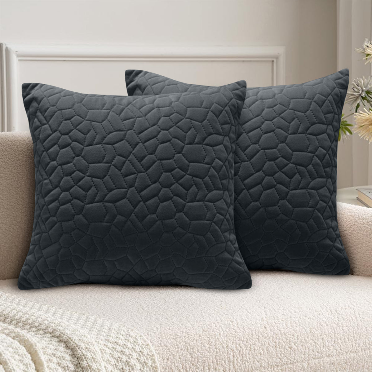 18x18 Pack Of 2 Velvet Cushion Cover Pebbles Pattern