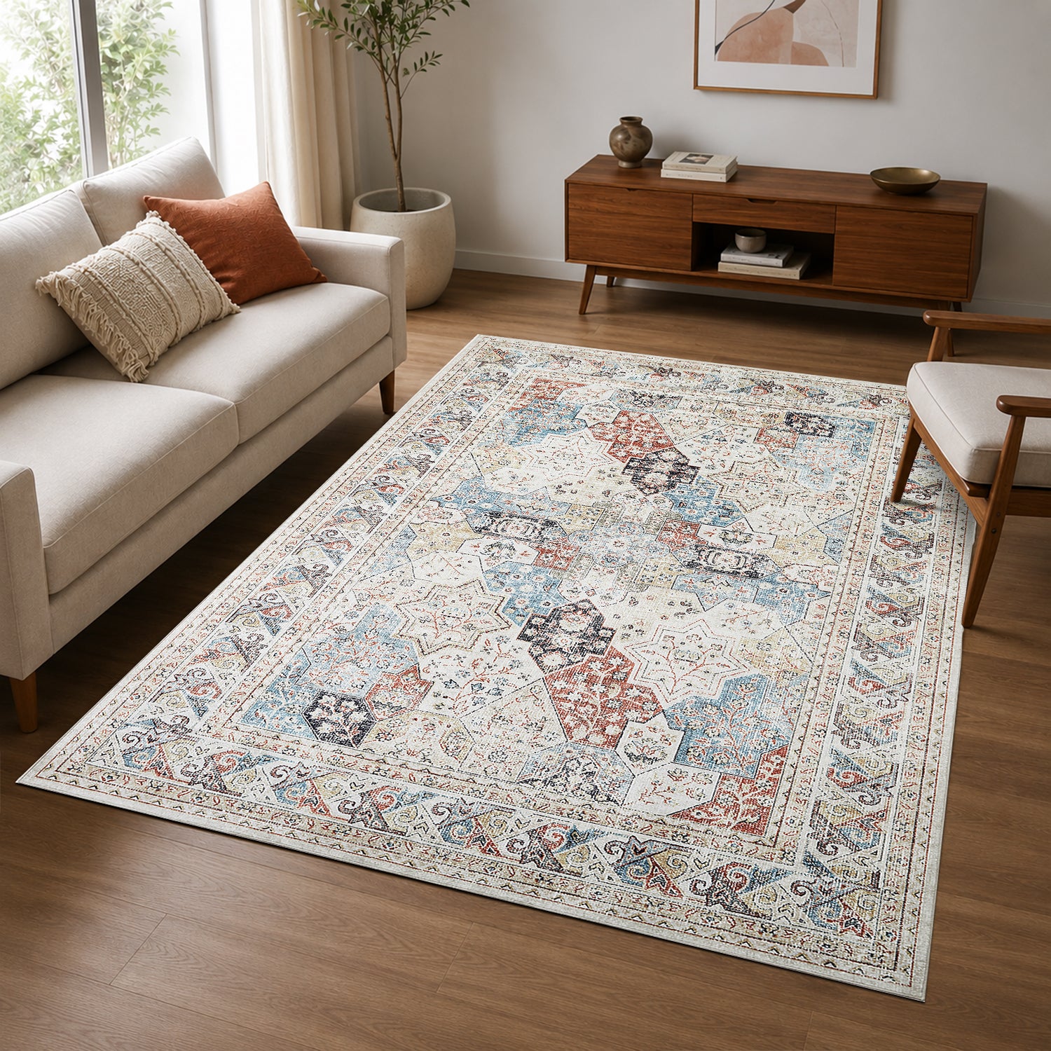 Vintage Coastal Rug Oriental Style For Modern Living Room
