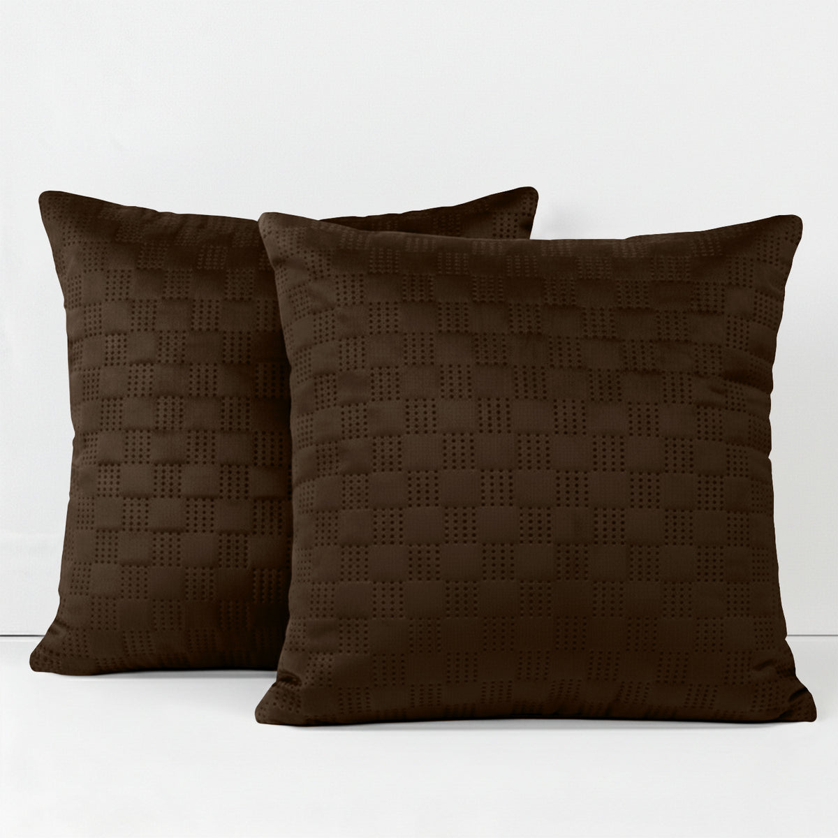 Pack Of 2 Square Velvet Cushion Cover Check Pattern