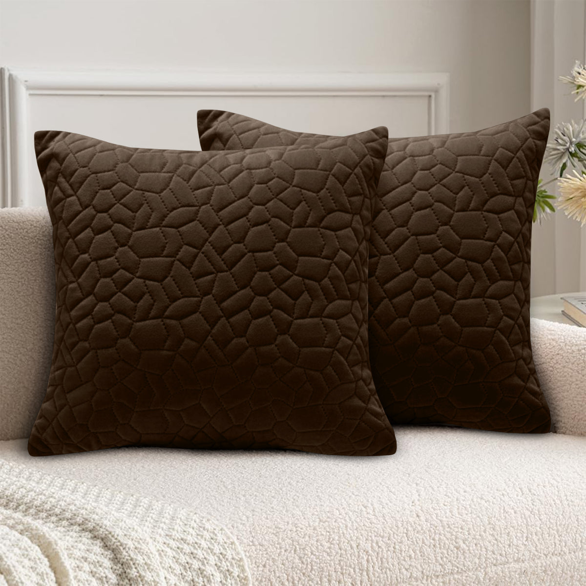 18x18 Pack Of 2 Velvet Cushion Cover Pebbles Pattern