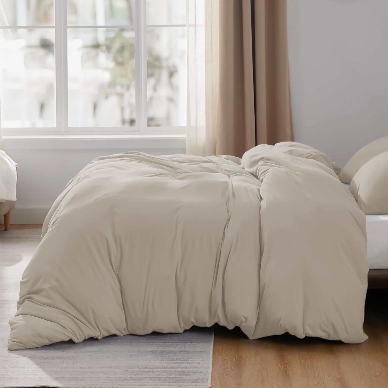 Cream Duvet Cover Bedding Set Plain Dyed