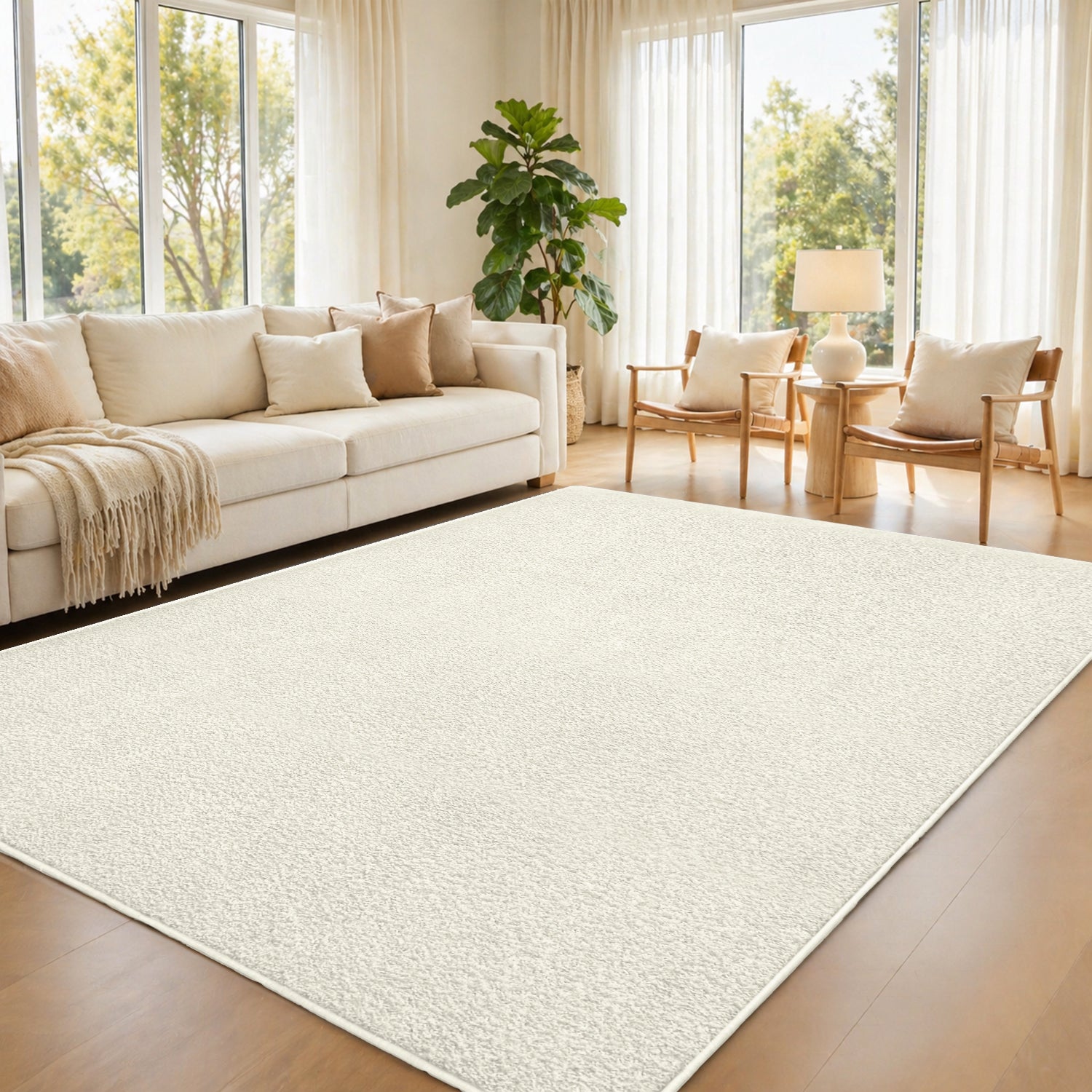 Fluffy Large Area Rug - Low Pile & Thick Pashmina Style