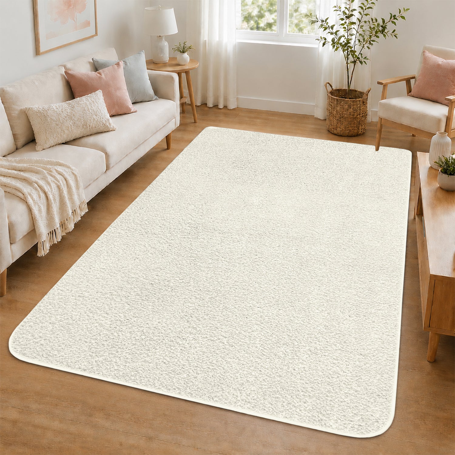 Fluffy Large Area Rug - Low Pile & Thick Pashmina Style