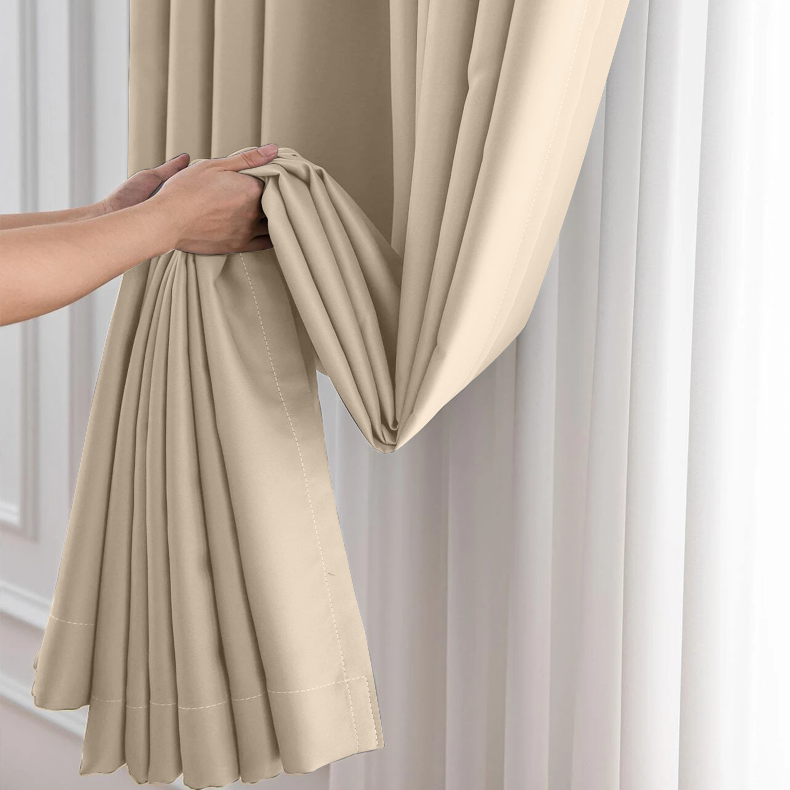 Cream Blackout Curtains Eyelet