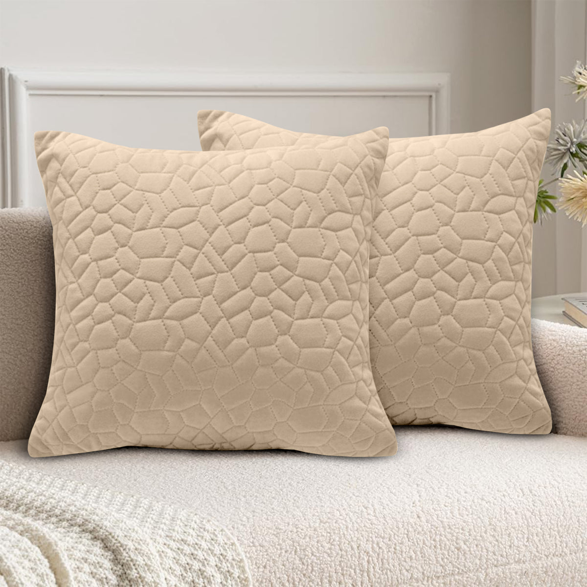 18x18 Pack Of 2 Velvet Cushion Cover Pebbles Pattern