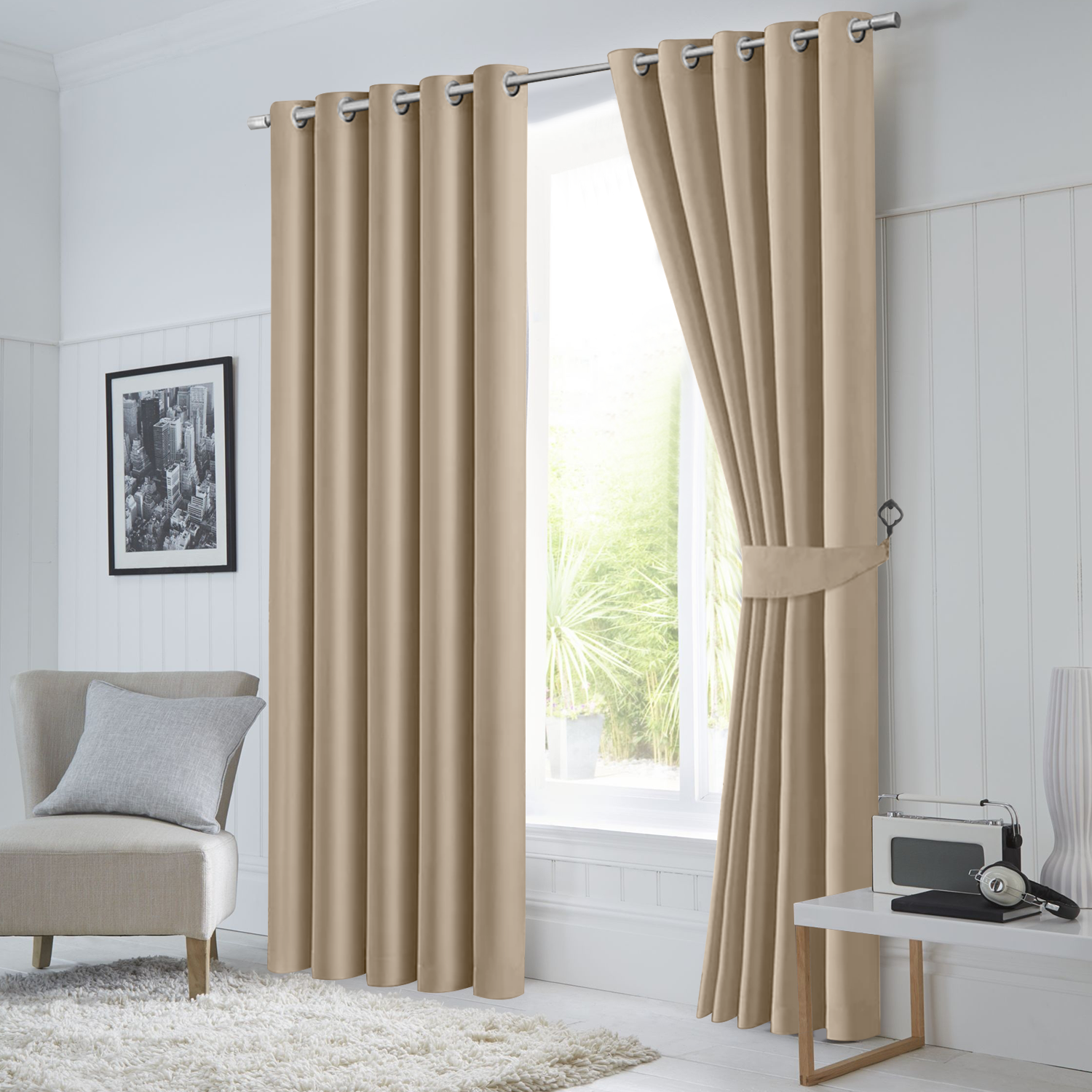 Cream Blackout Curtains Eyelet