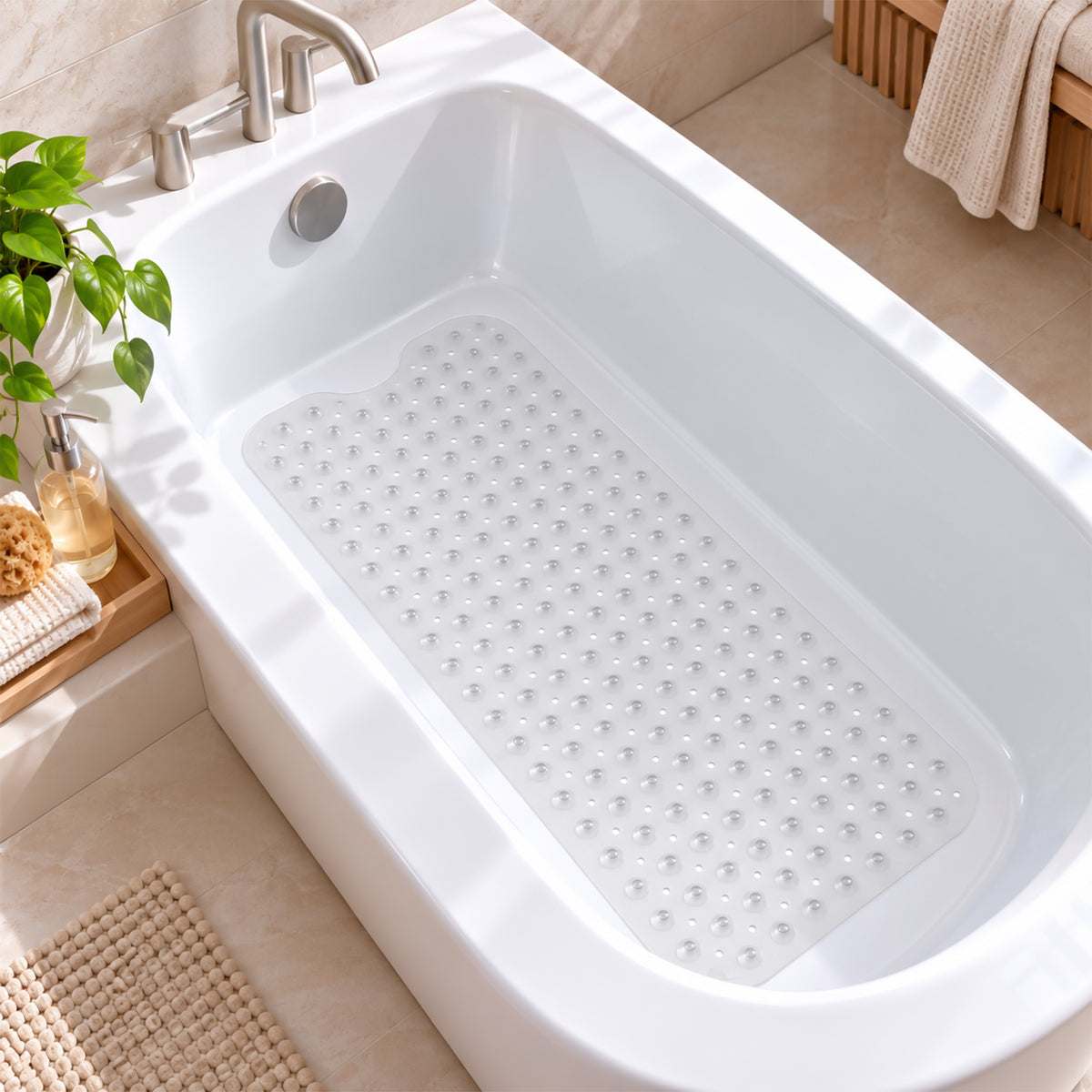 Non Slip Shower Mat for Elderly Safe, Secure & Comfortable Bathing