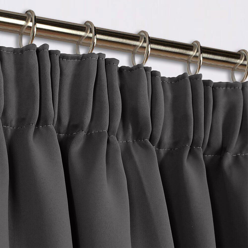 Grey Pencil Pleat Curtains Thermal Blackout