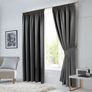 Grey Pencil Pleat Curtains Thermal Blackout