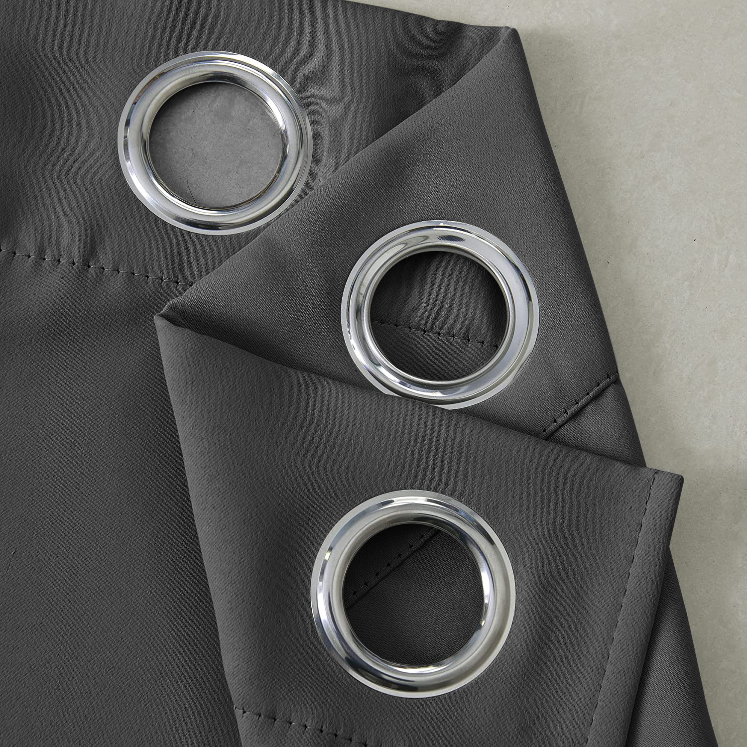 Dark Grey Blackout Curtains Eyelet