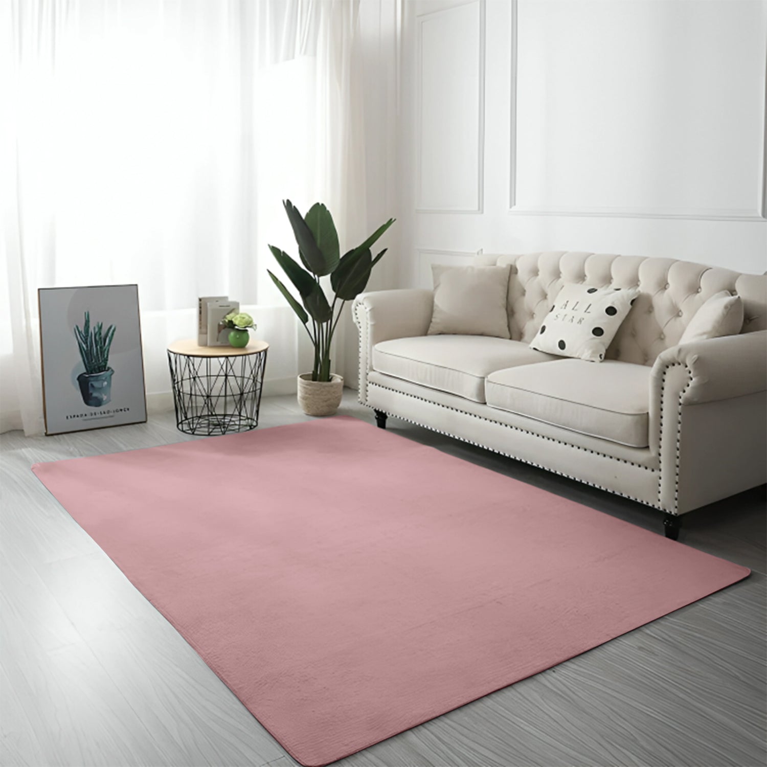 Dusty Rose Faux Rabbit Fur Rug