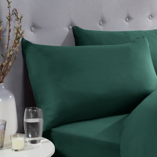 Emerald Green Pillowcases Plain Dye Pair