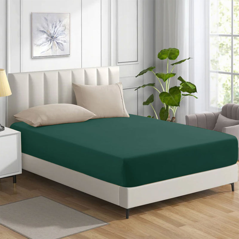 Emerald Green Bed Sheets Plain 25cm Deep Fitted Sheets