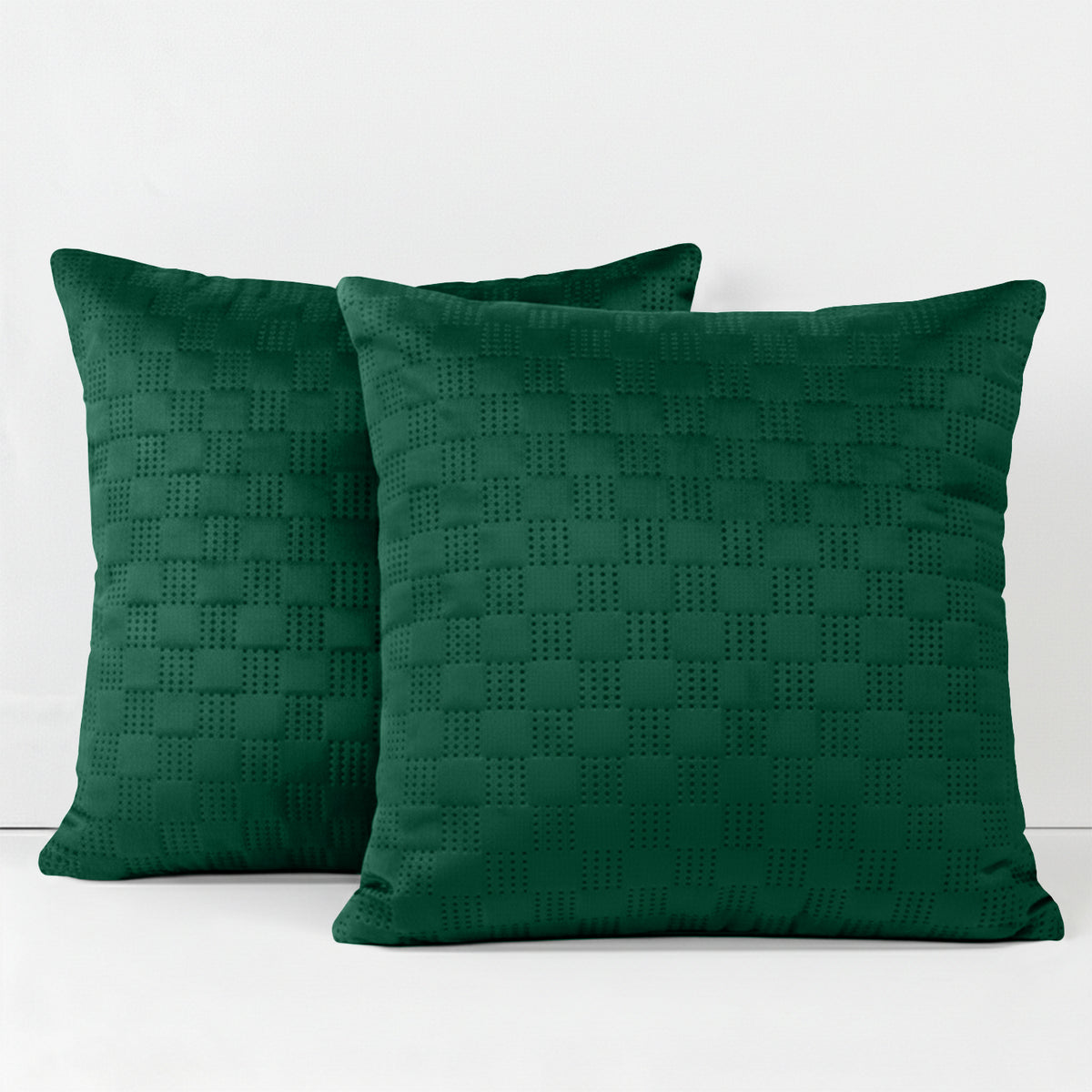 Pack Of 2 Square Velvet Cushion Cover Check Pattern