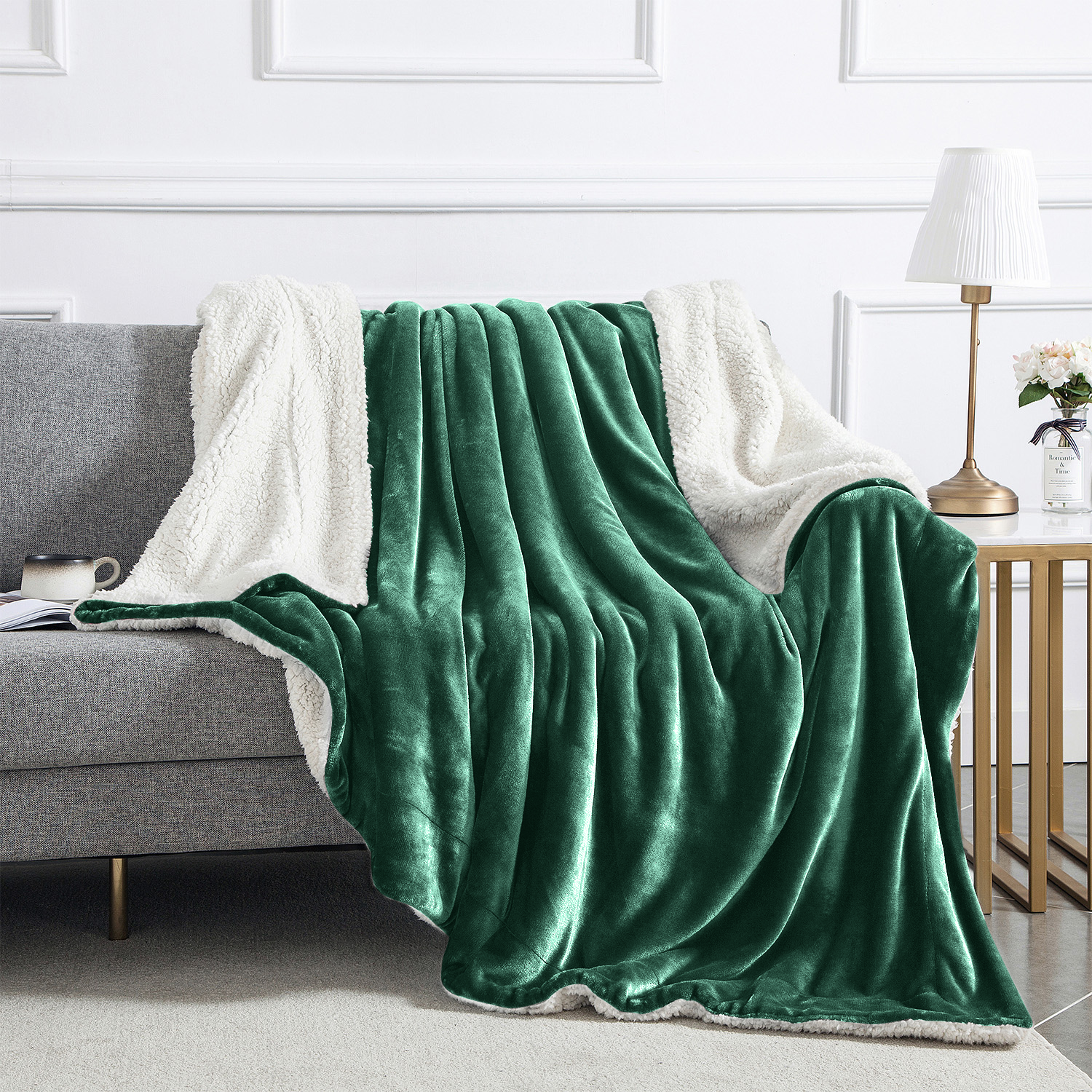 Emerald Green sherpa blanket