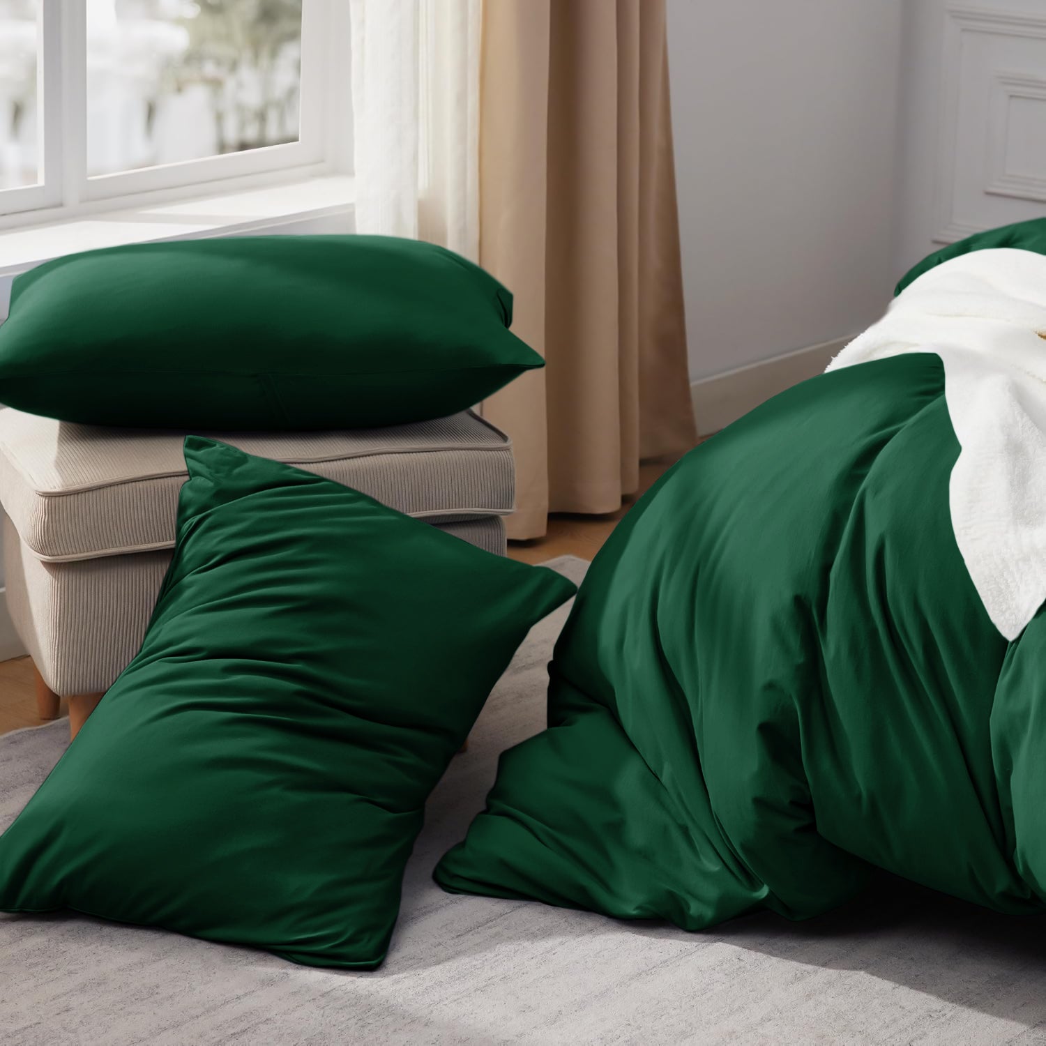Plain Emerald Green Bedding Set