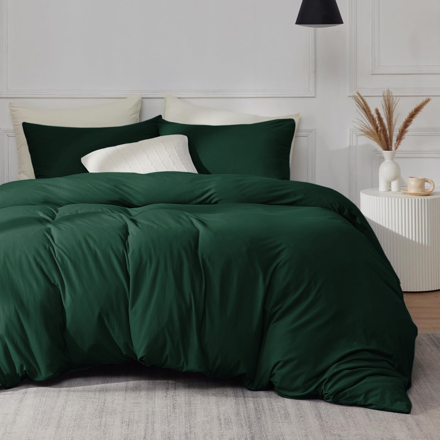 Emerald Green Duvet Cover Bedding Set Plain Dyed