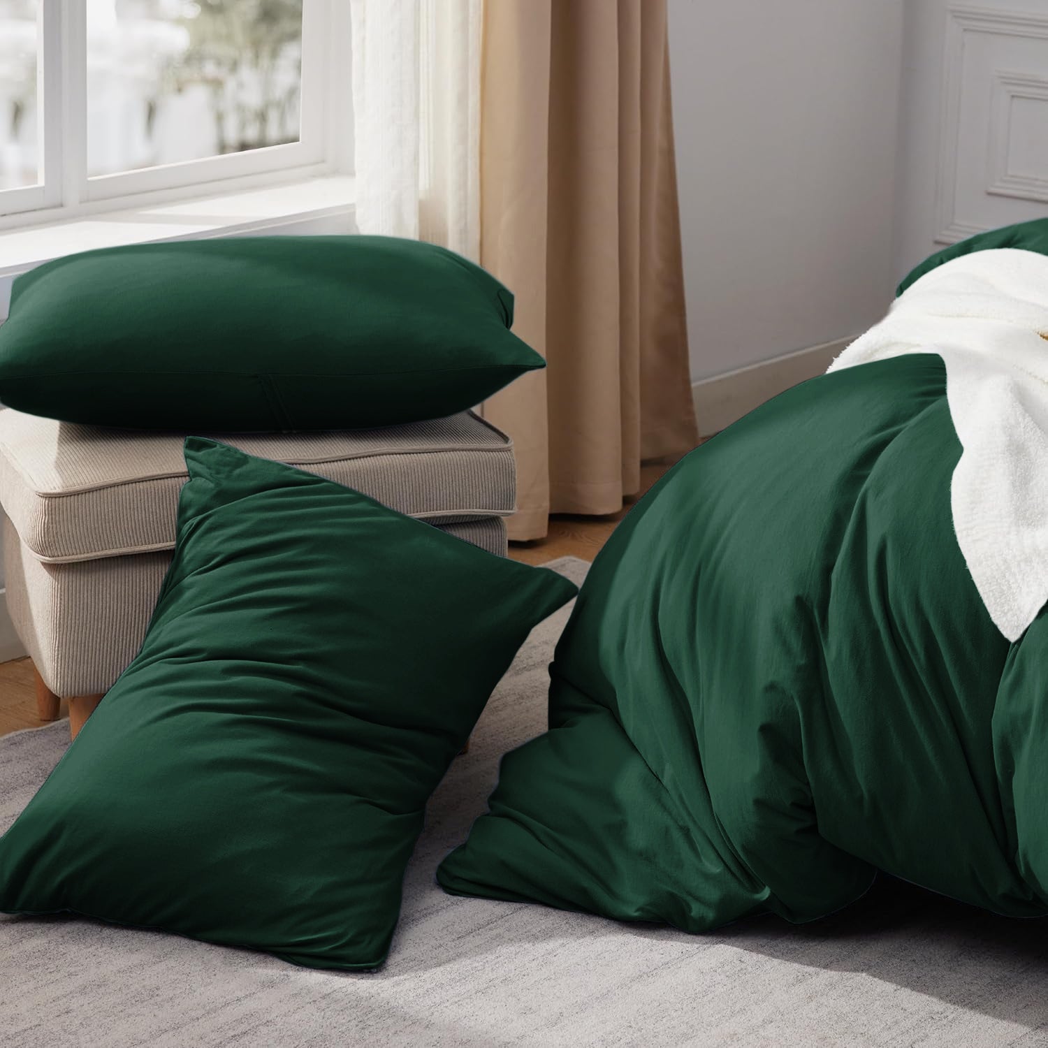 Emerald Green Duvet Cover Bedding Set Plain Dyed