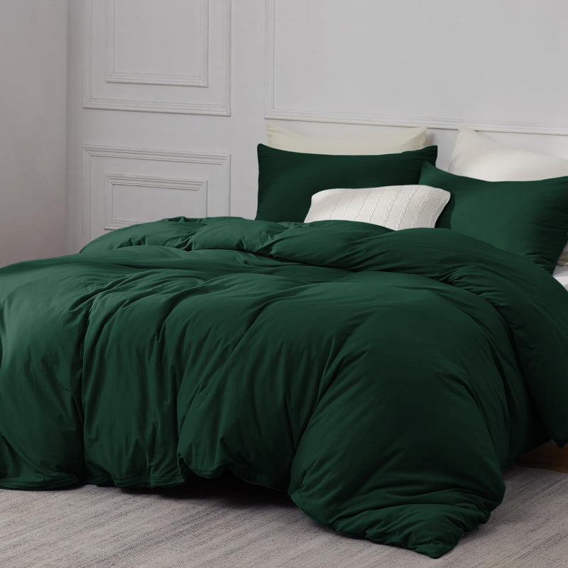 Emerald Green Duvet Cover Bedding Set Plain Dyed