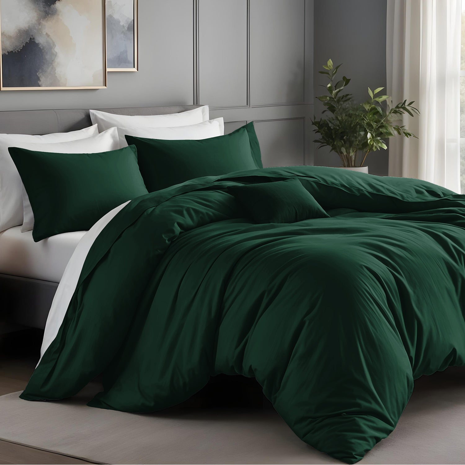 Emerald Green Duvet Cover Bedding Set Plain Dyed