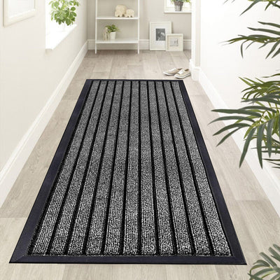 Grey Door Mat Non Slip Rubber PVC Dirt Trapper