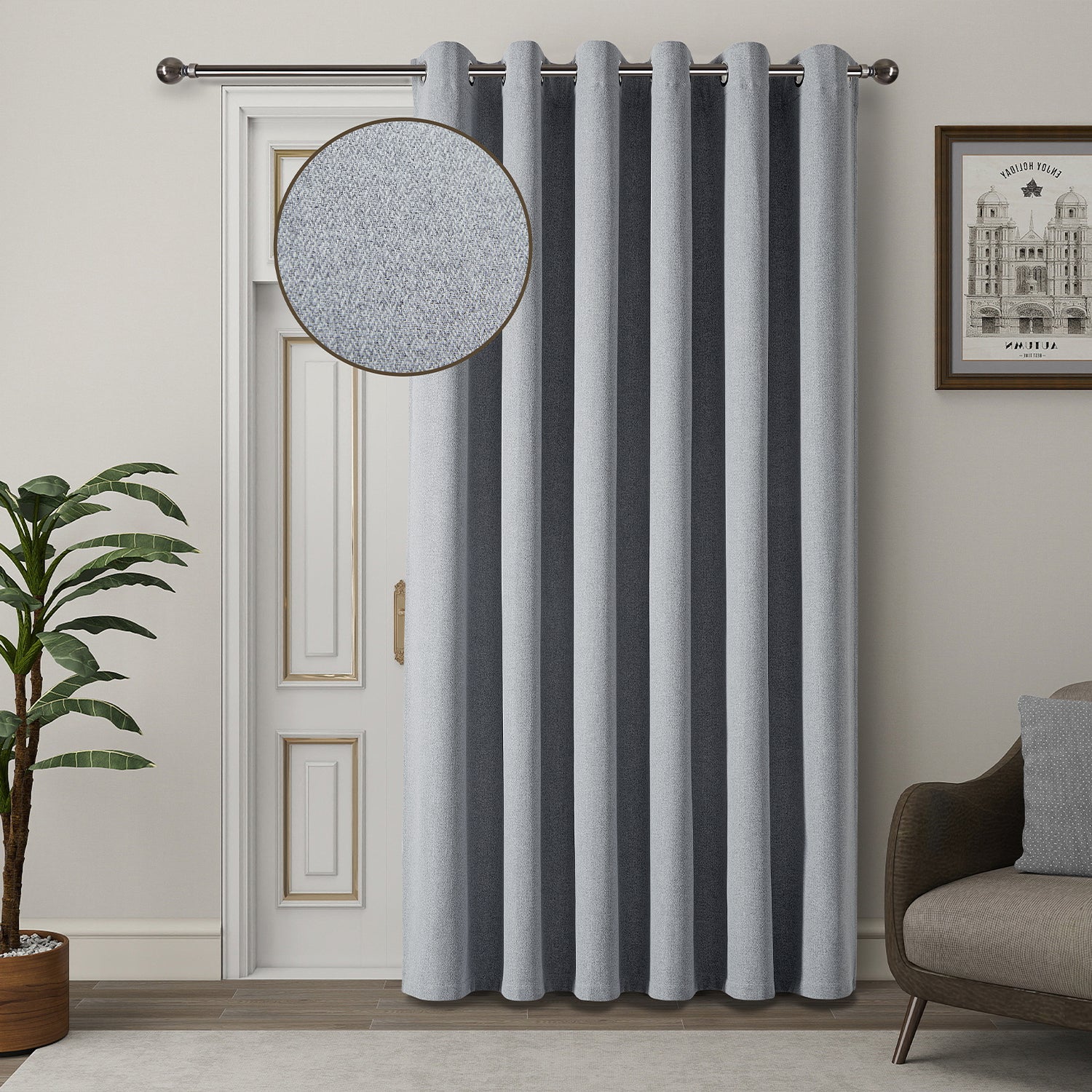 100% Blackout Linen Curtains  Luxury Thermal Eyelet Ready Made