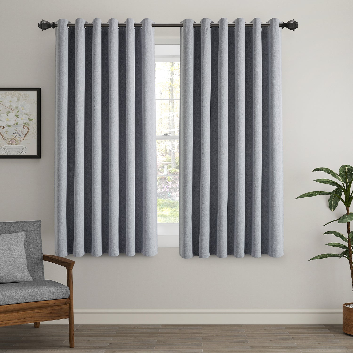100% Blackout Linen Curtains  Luxury Thermal Eyelet Ready Made
