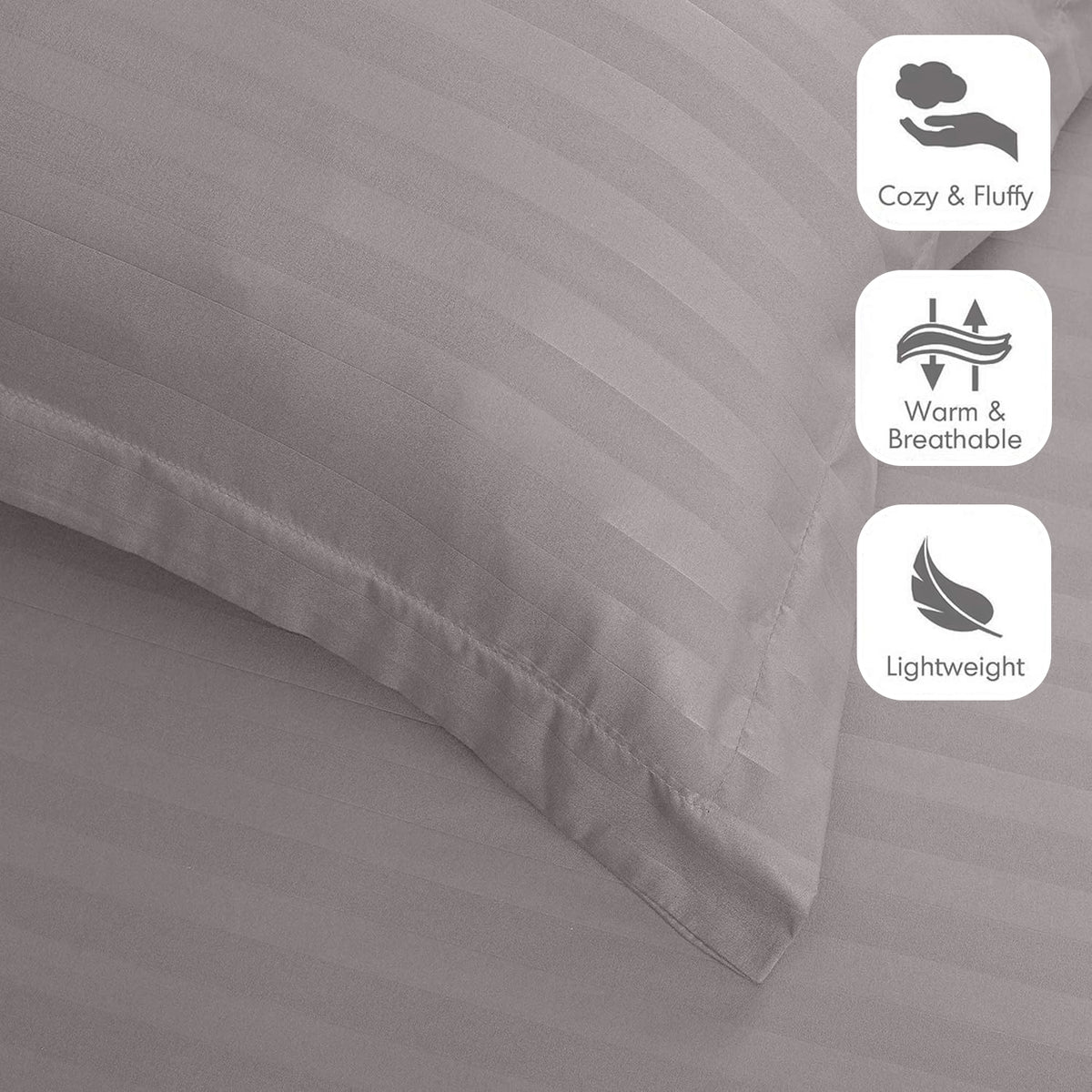 4 Piece Striped Duvet Cover Complete Bedding Set