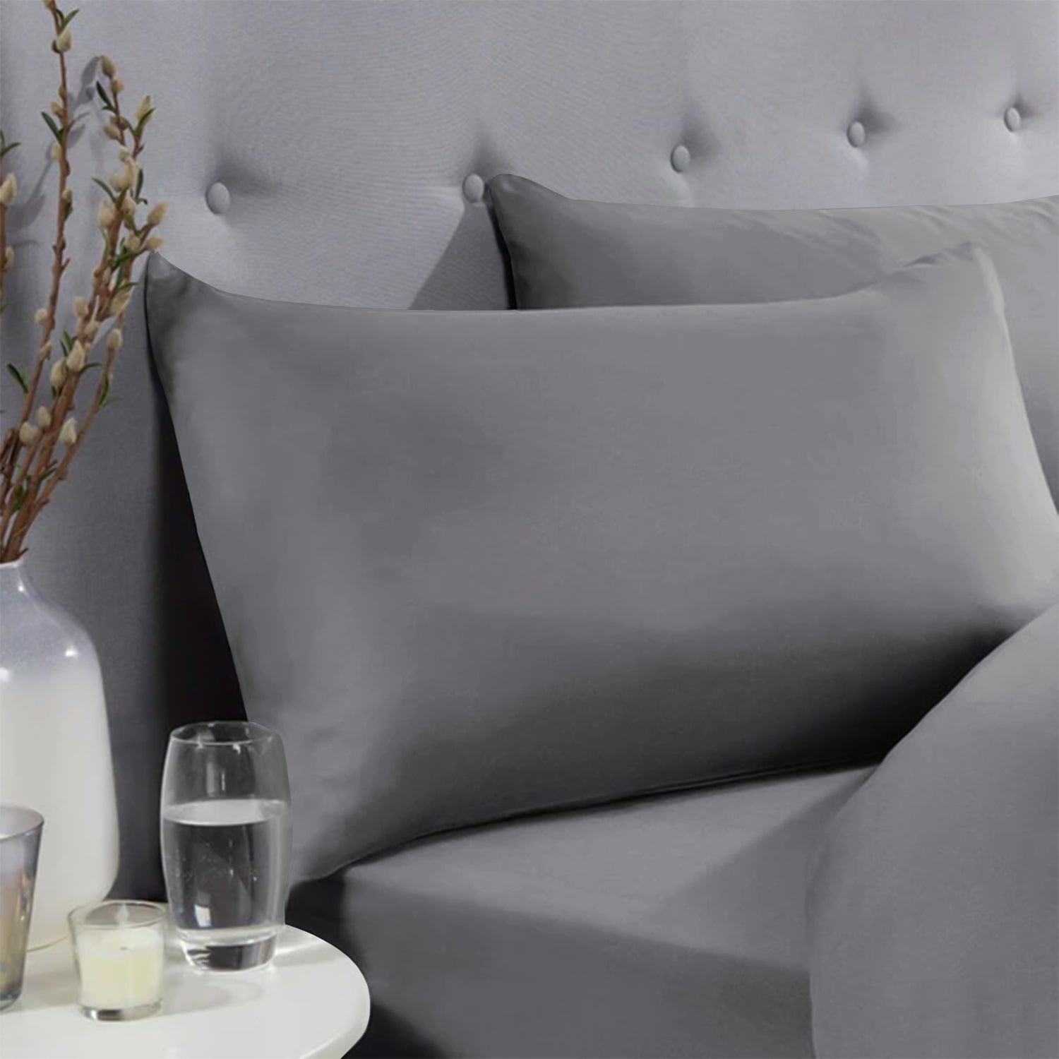 Grey Pillowcases Plain Dye Pair