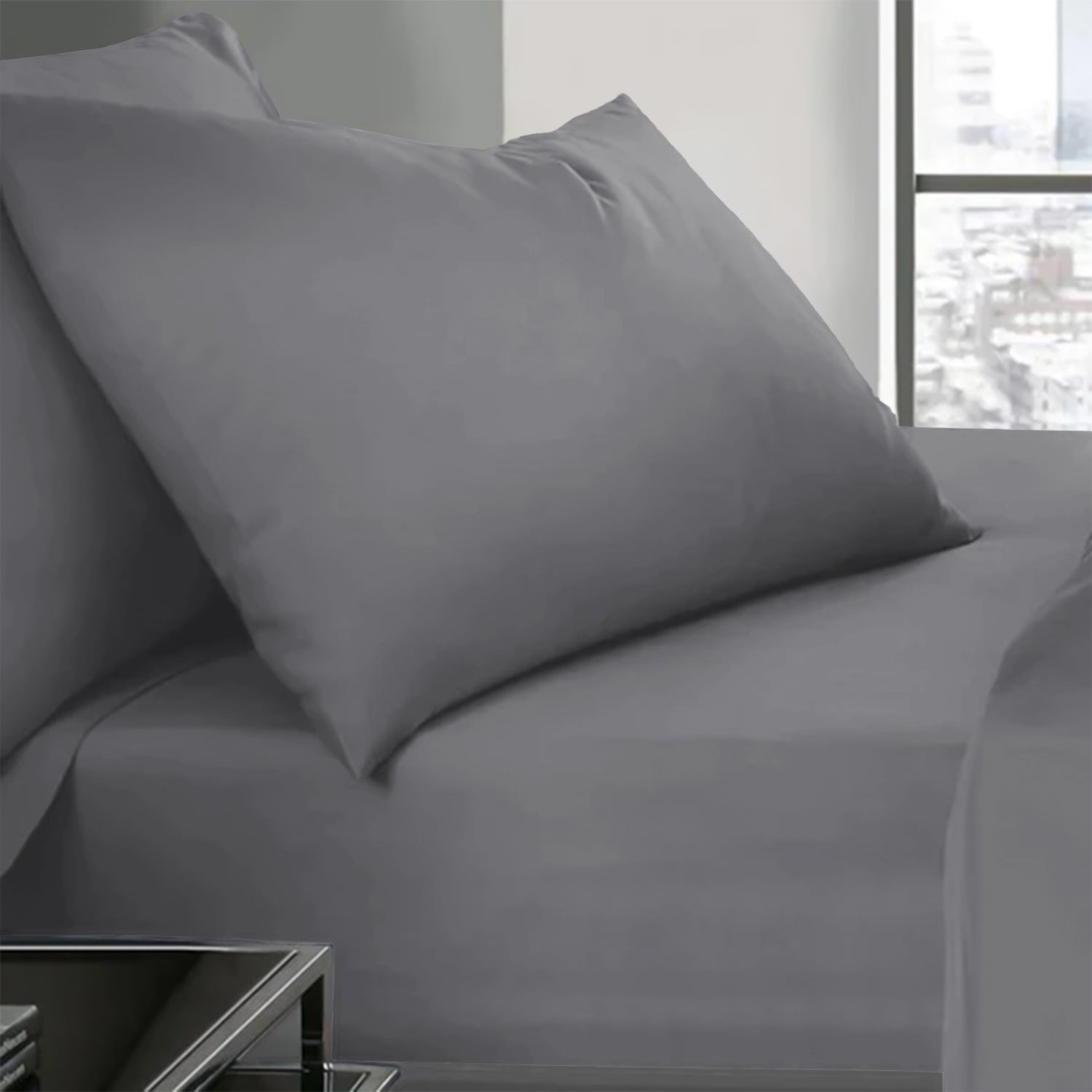 Grey Pillowcases Plain Dye Pair