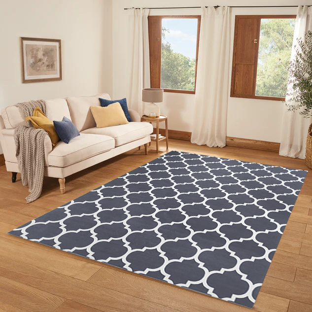 Grey Geometric Rug Printed