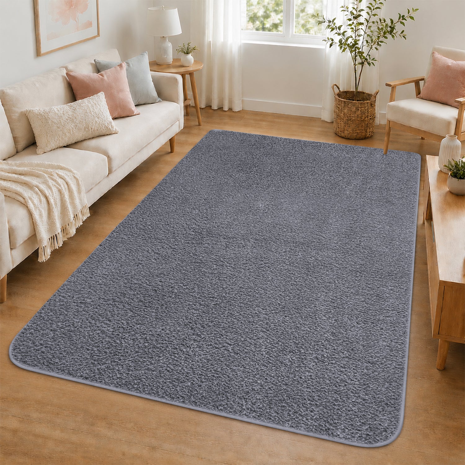 Fluffy Large Area Rug - Low Pile & Thick Pashmina Style