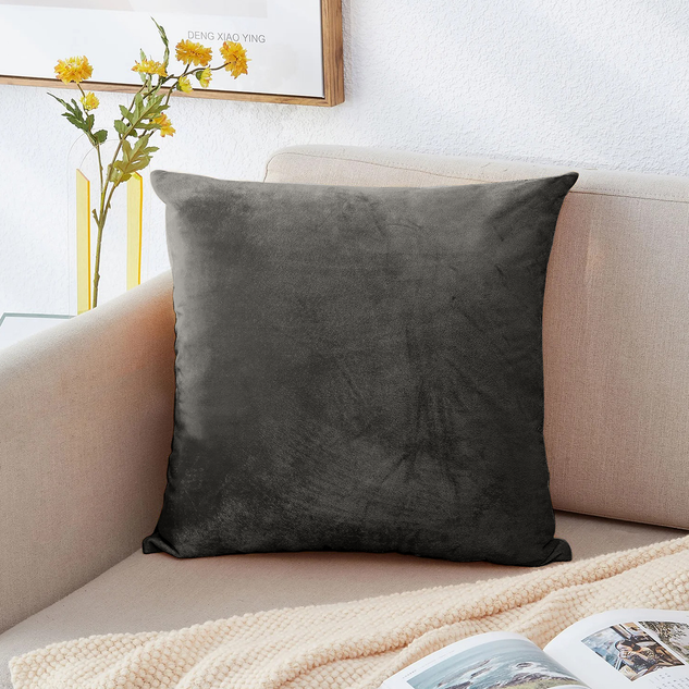 Grey velvet pillow clearance