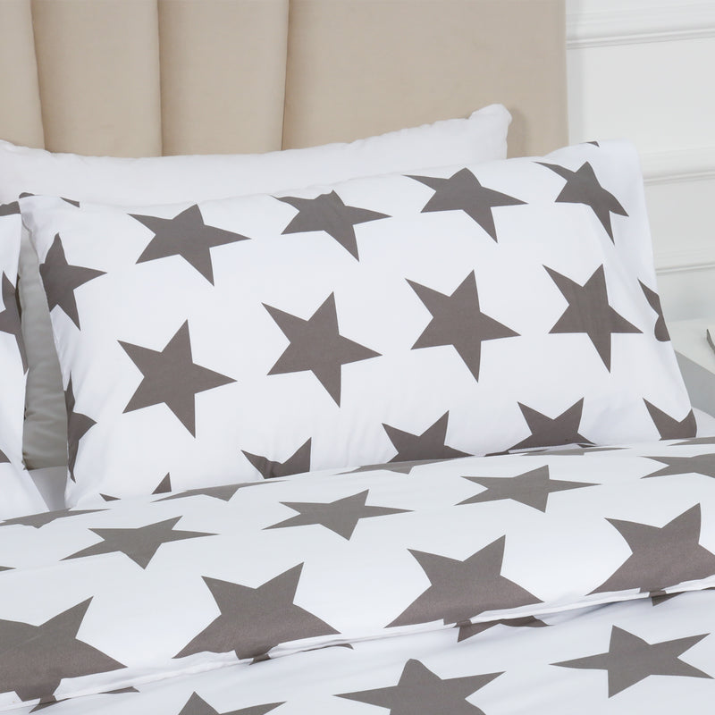 Grey Star Reversible Duvet Cover Bedding Set