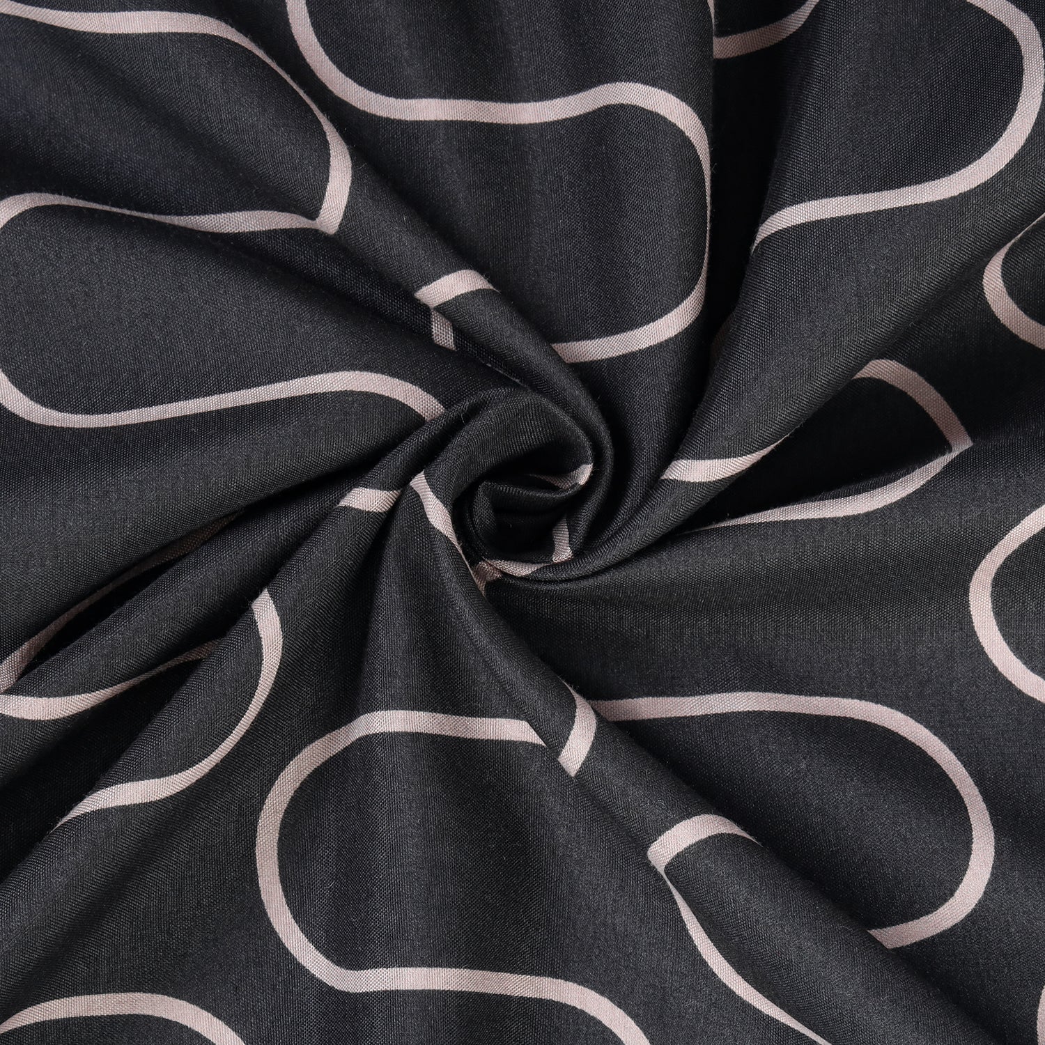 Modern Wavy Lines Reversible Duvet Cover Set  Black And Grey