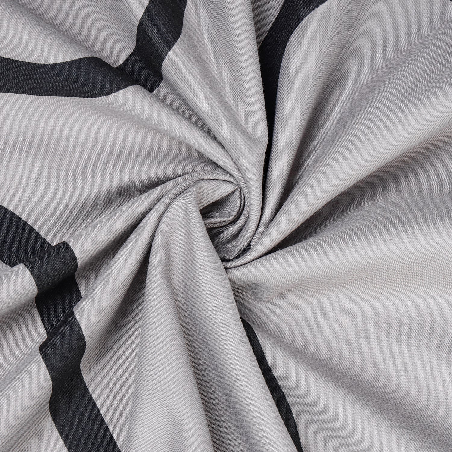 Modern Wavy Lines Reversible Duvet Cover Set  Black And Grey