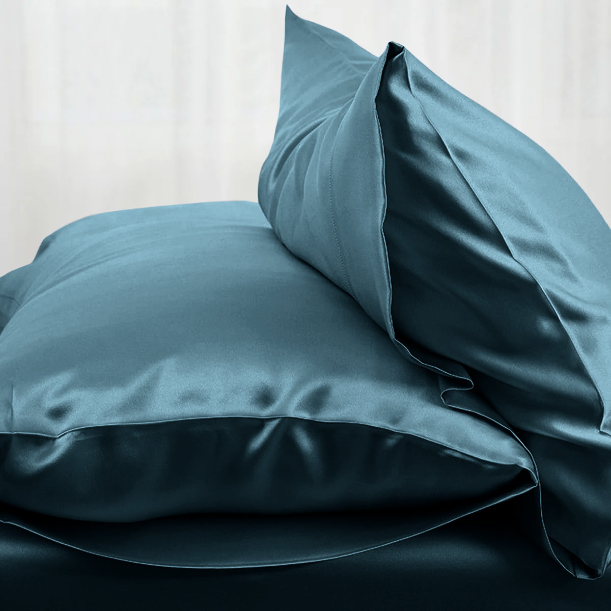 Indigo satin silk pillowcases