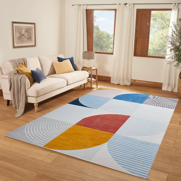 Large Area Living Room Rugs Abstract Printed