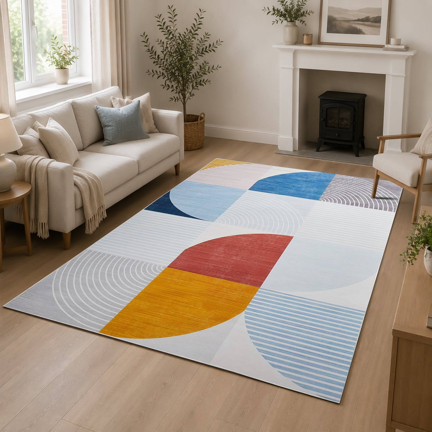 Large neutral rug for living room