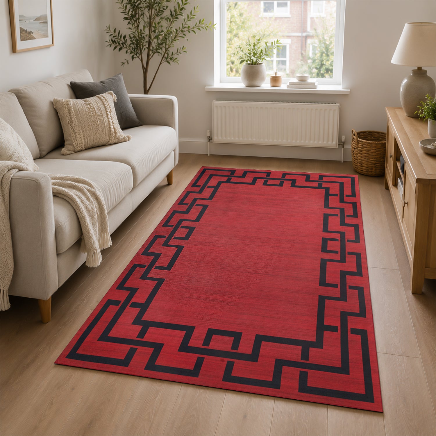 Modern Style Red Rug for Living Room
