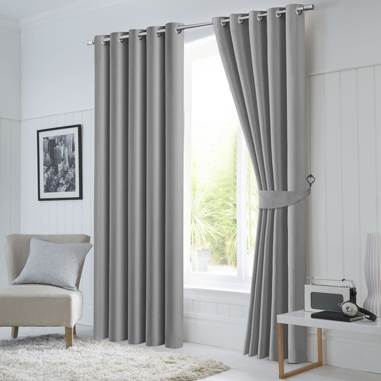 Light Grey Blackout Curtains Eyelet