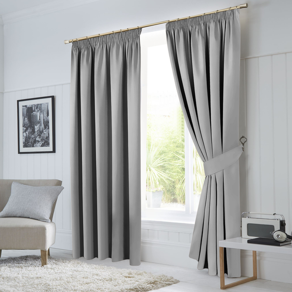 Light Grey Pencil Pleat Curtains Thermal Blackout