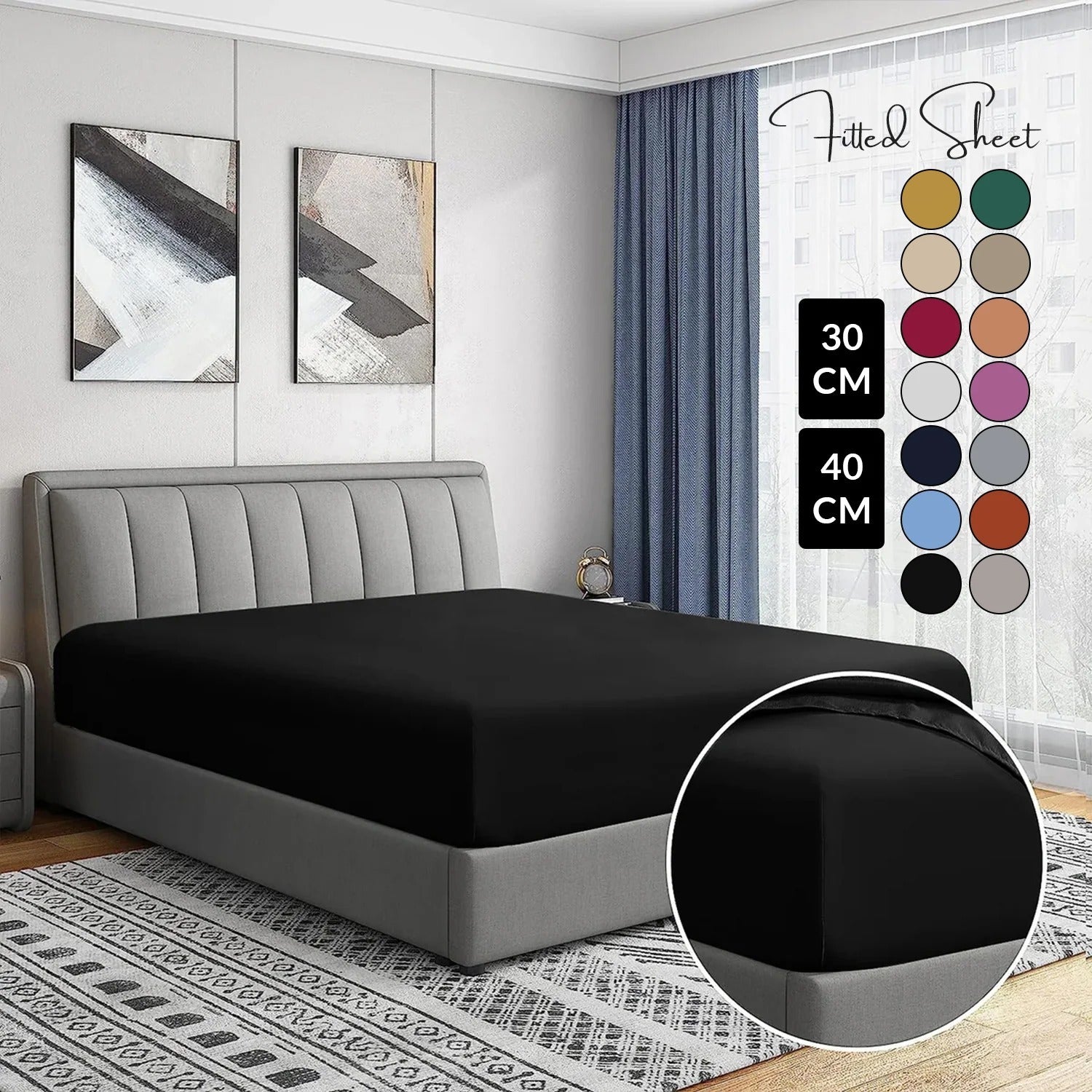 Plain Extra Deep Fitted Bed Sheets 30CM & 40CM