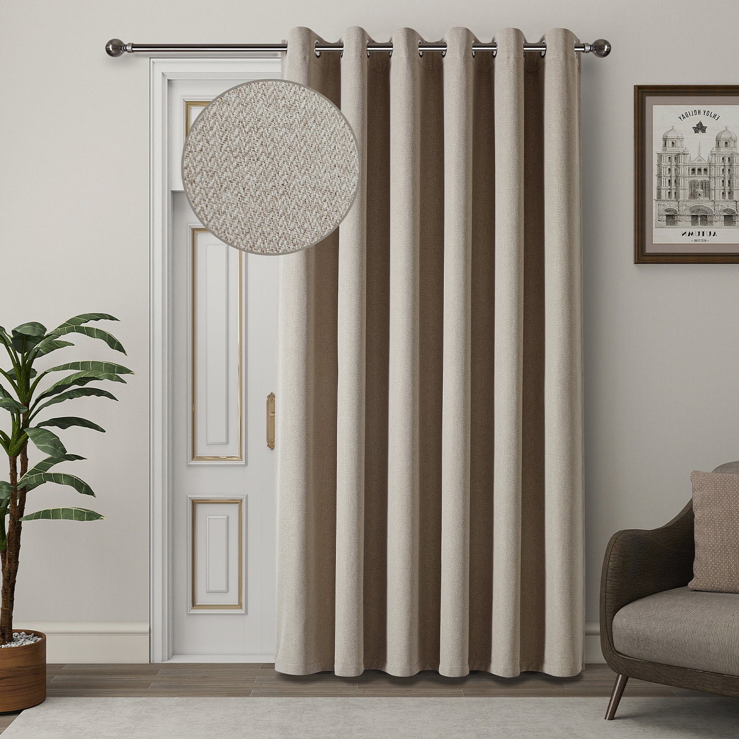 100% Blackout Linen Curtains  Luxury Thermal Eyelet Ready Made