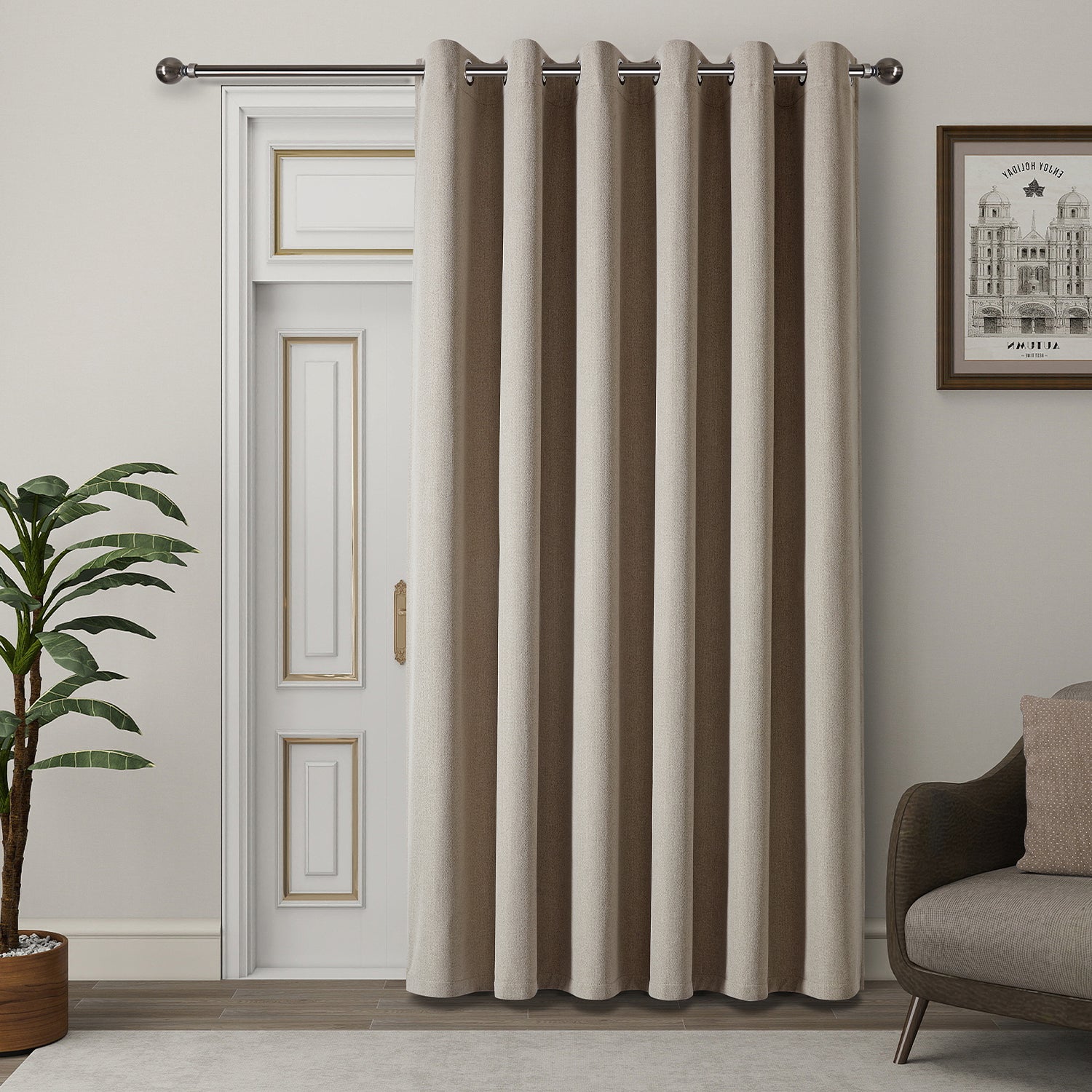 100% Blackout Linen Curtains  Luxury Thermal Eyelet Ready Made