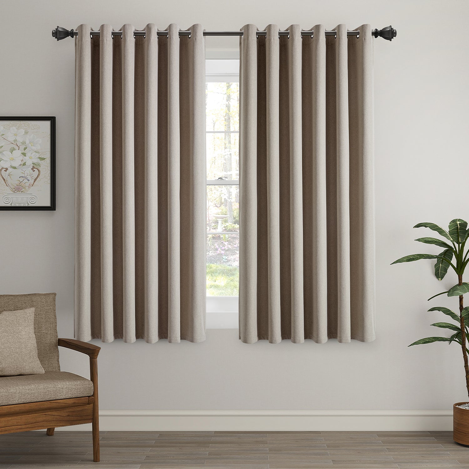 100% Blackout Linen Curtains  Luxury Thermal Eyelet Ready Made