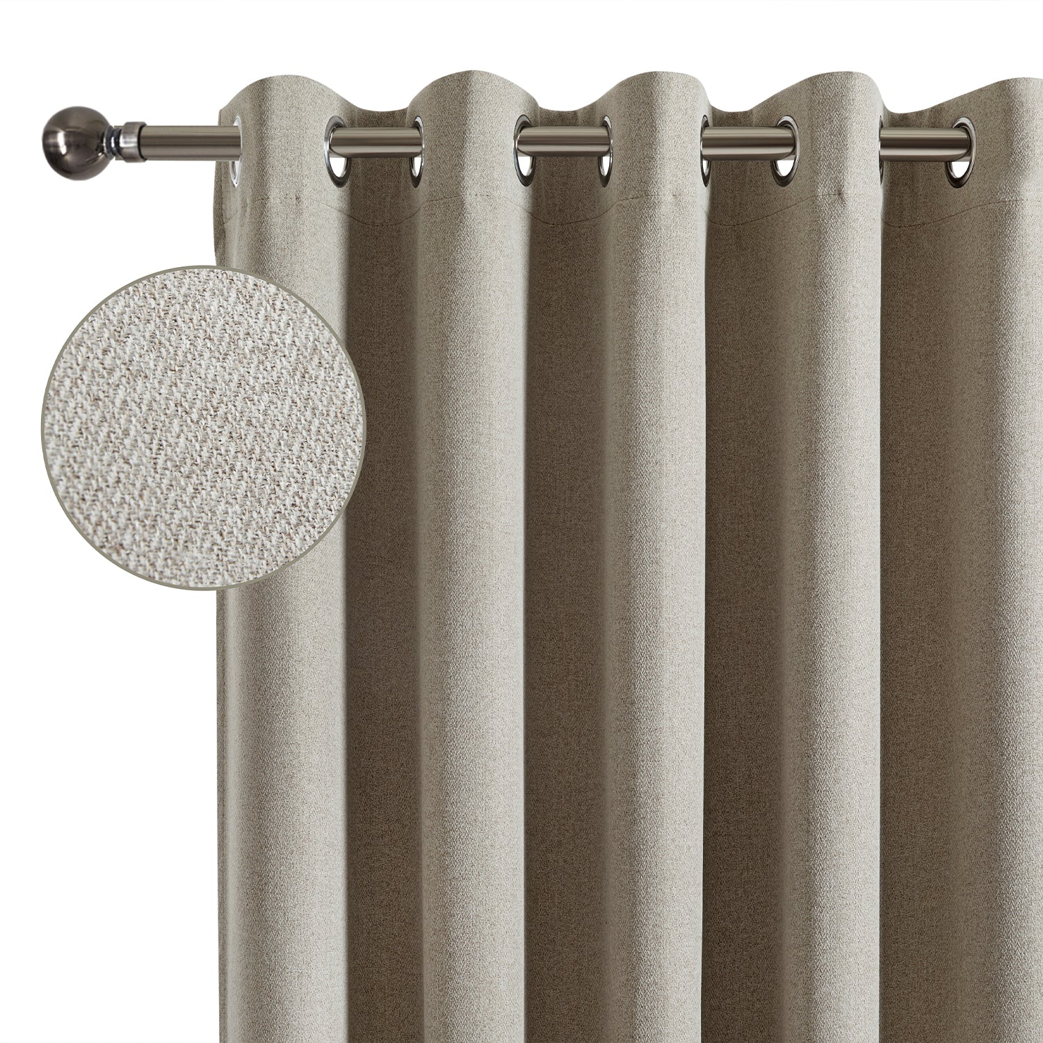 100% Blackout Linen Curtains  Luxury Thermal Eyelet Ready Made