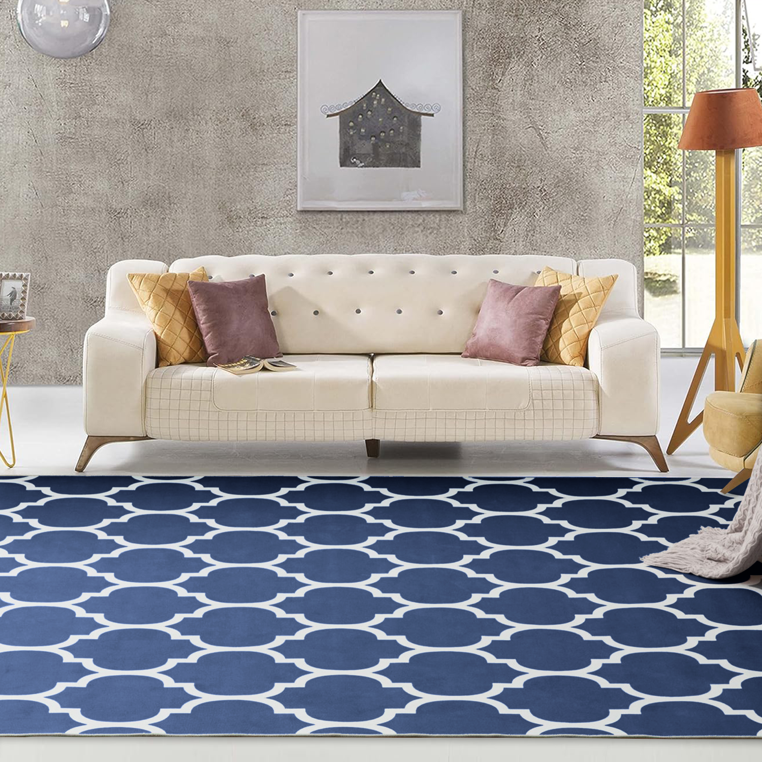 Navy Geometric Rug