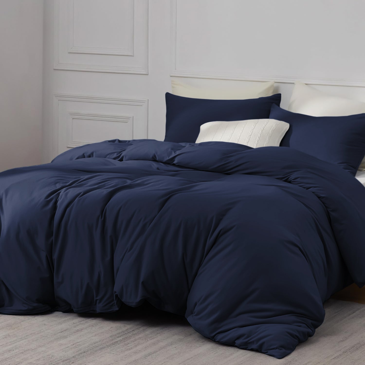 Plain Navy Duvet Cover & Pillowcases