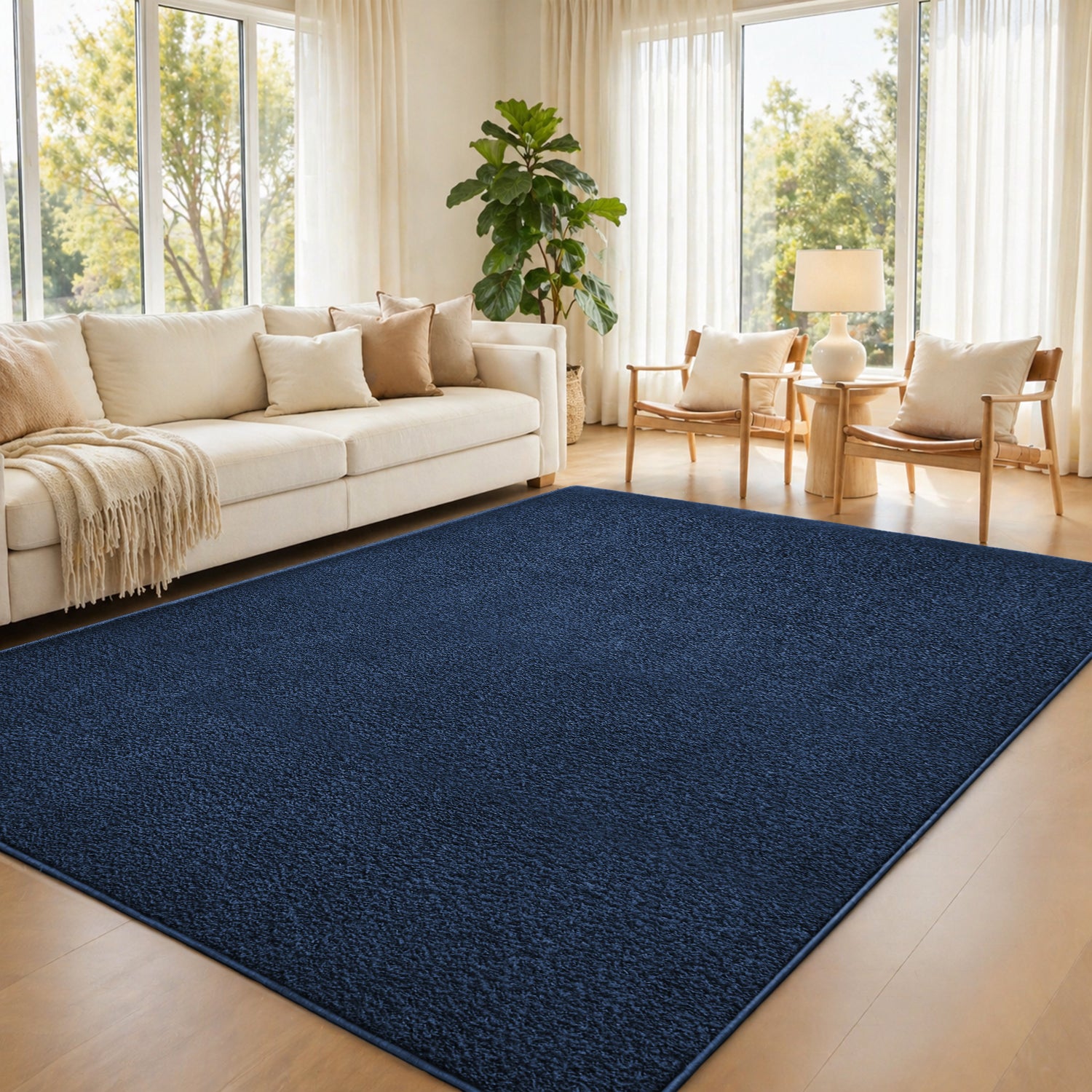 Fluffy Large Area Rug - Low Pile & Thick Pashmina Style